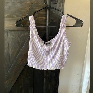 Cute purple zebra striped crop top, size small